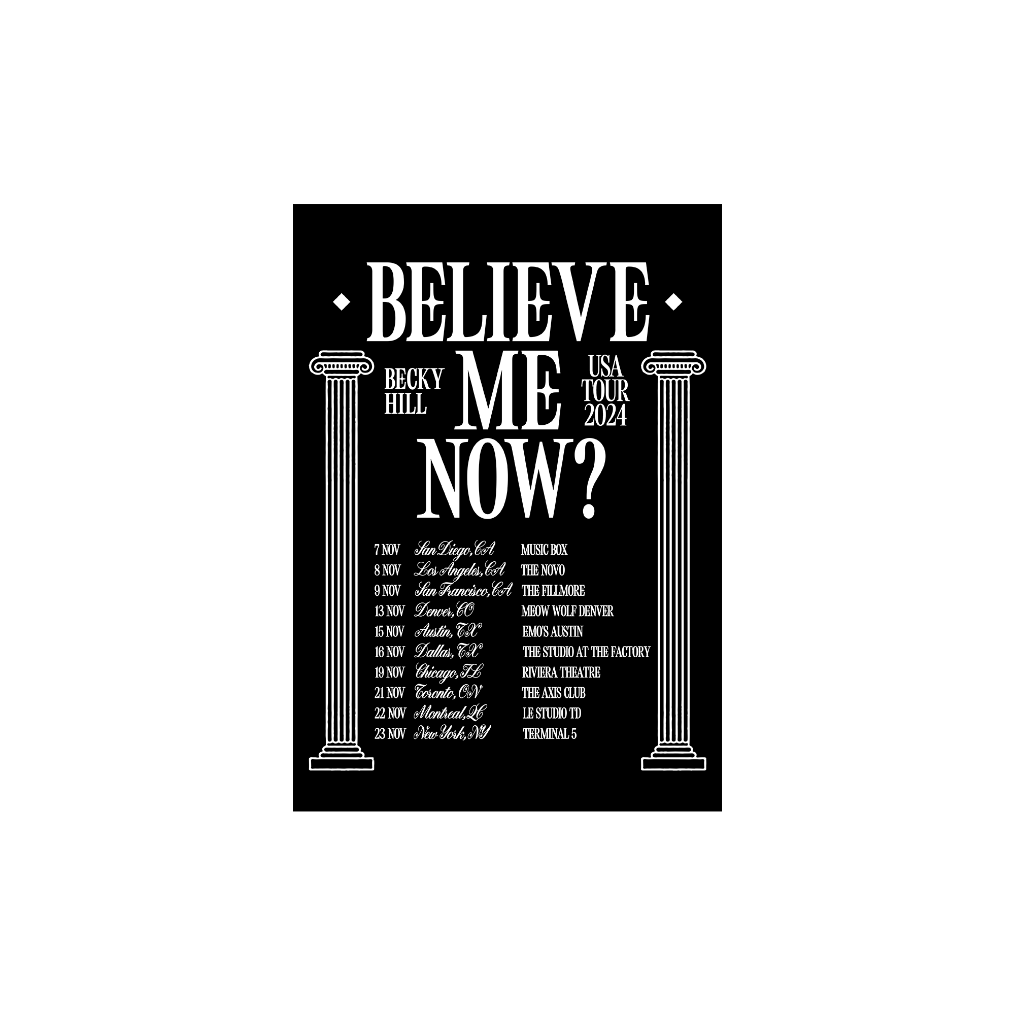 Becky Hill - Believe Me Now? UK Tour Poster