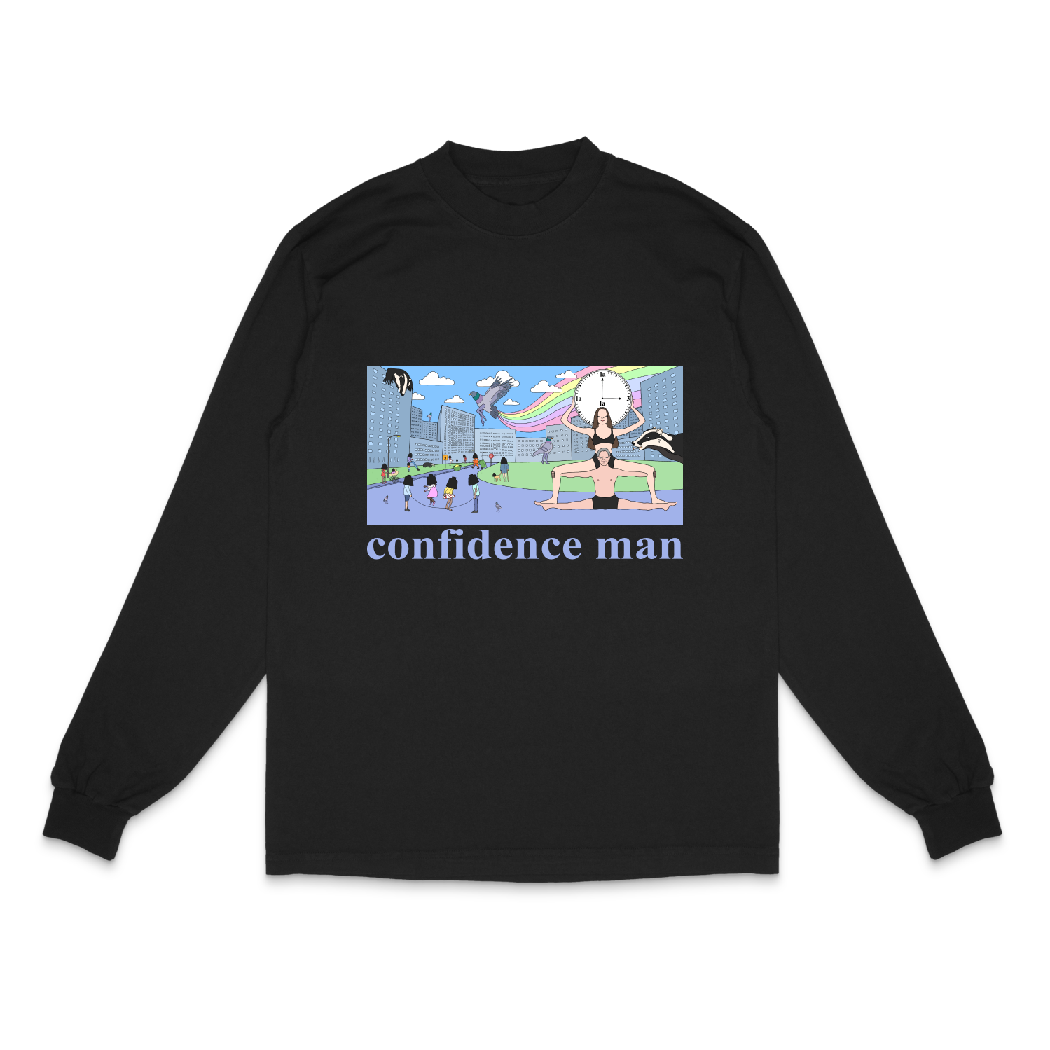 Confidence Man - 3AM (LA LA LA) Chris (simpsons artist) Pigeon Longsleeve Black T-Shirt