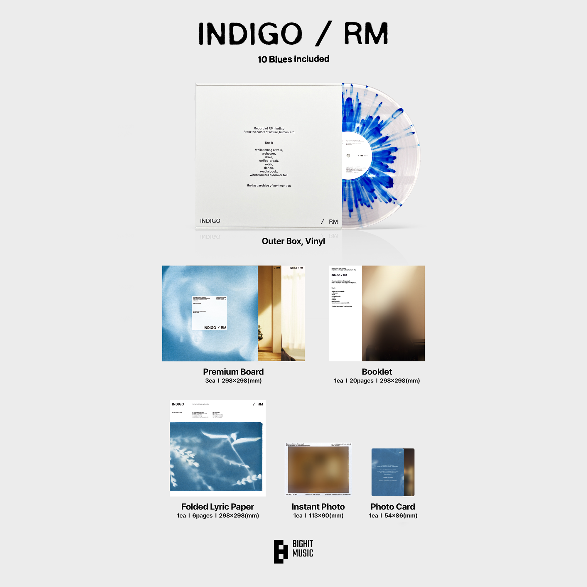 RM (BTS) - Indigo: White/Blue Splatter Vinyl LP